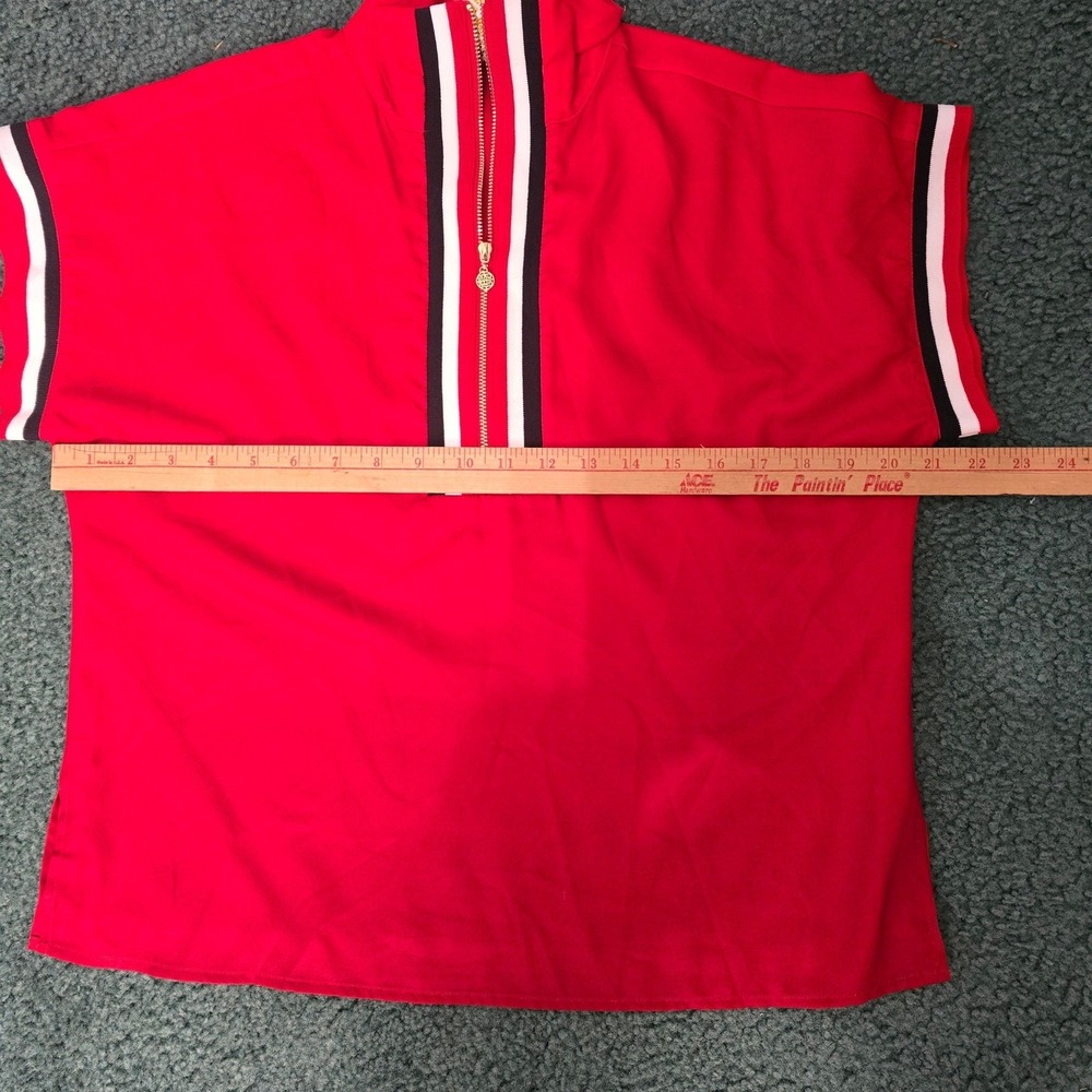 Emily McCarthy XS Womens Poppy Pullover Red Varsity Ombre Quarter Zip Top NWT - Picture 6 of 8